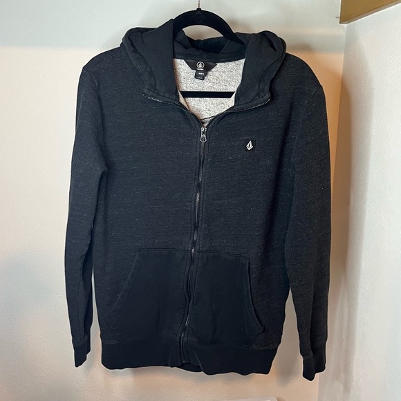 Volcom Black Zip-Up Hoodie M Skater Streetwear Fleece-Lined Josh Johnson Style - Picture 1 of 5